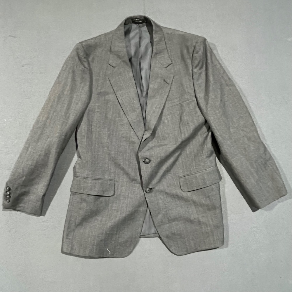 Austin Manor Mens Gray Wool Blend‎ Two Button Blazer Jacket Size R42